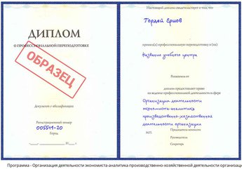 Проф. переподготовка Организация деятельности экономиста-аналитика производственно-хозяйственной деятельности организации