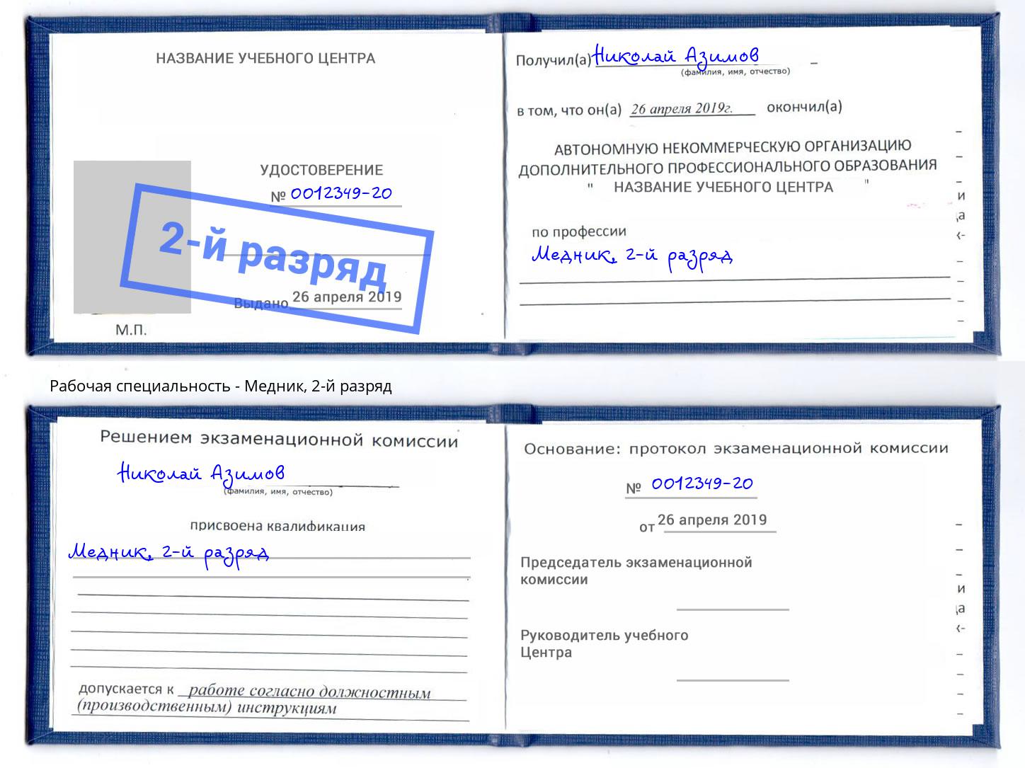 корочка 2-й разряд Медник Малгобек