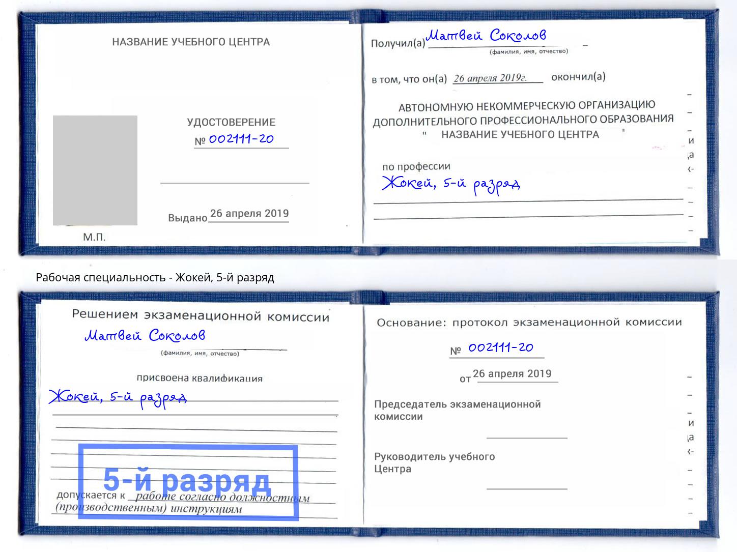 корочка 5-й разряд Жокей Малгобек